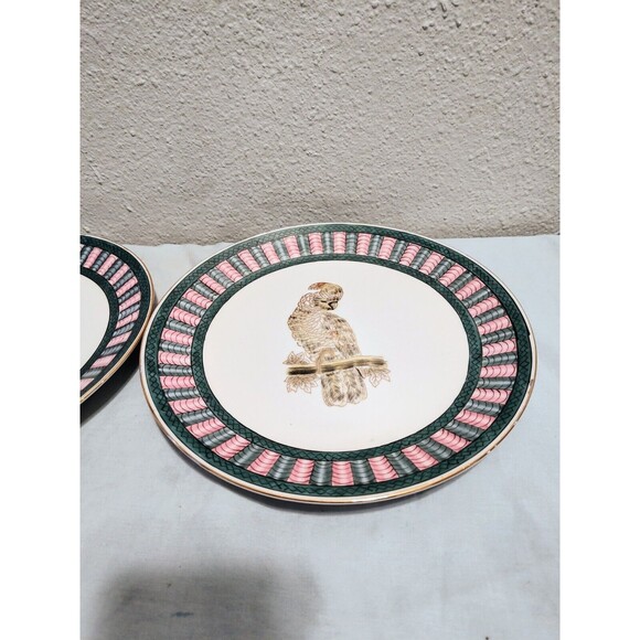 Lot Of 2 Oriental Accent Bird Plates Peacock Decorative Vintage 10.25 Inches - Picture 13 of 15